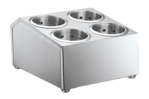 4-Hole stainless steel cylinder flatware holder