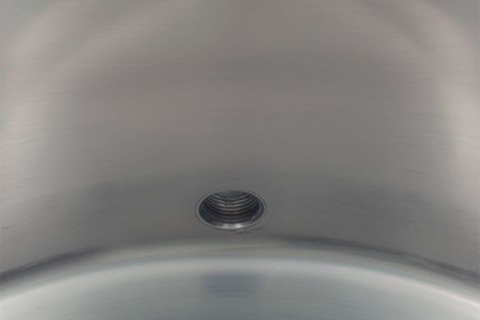 Stainless steel stock pot with valve fitting